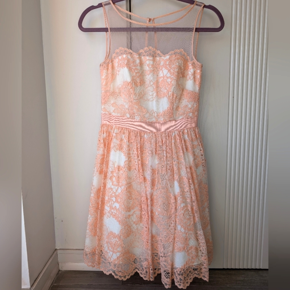 Aqua lace pink dress size 0